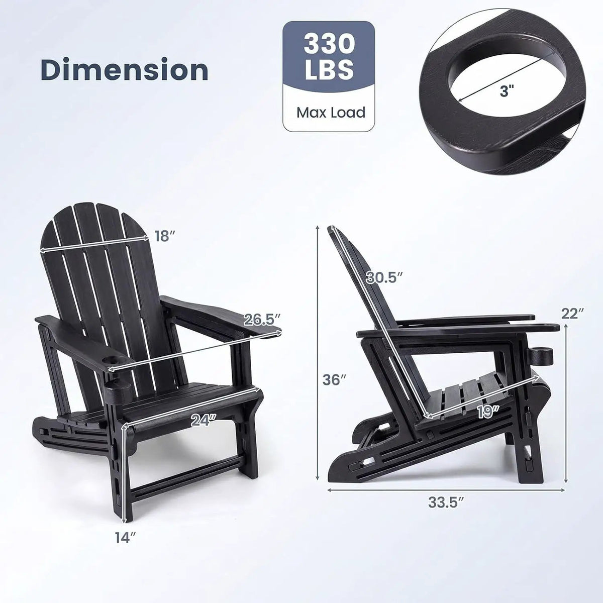 HDPE Adirondack Chairs Set of 2 with Cup Holders, photo 18 of 22