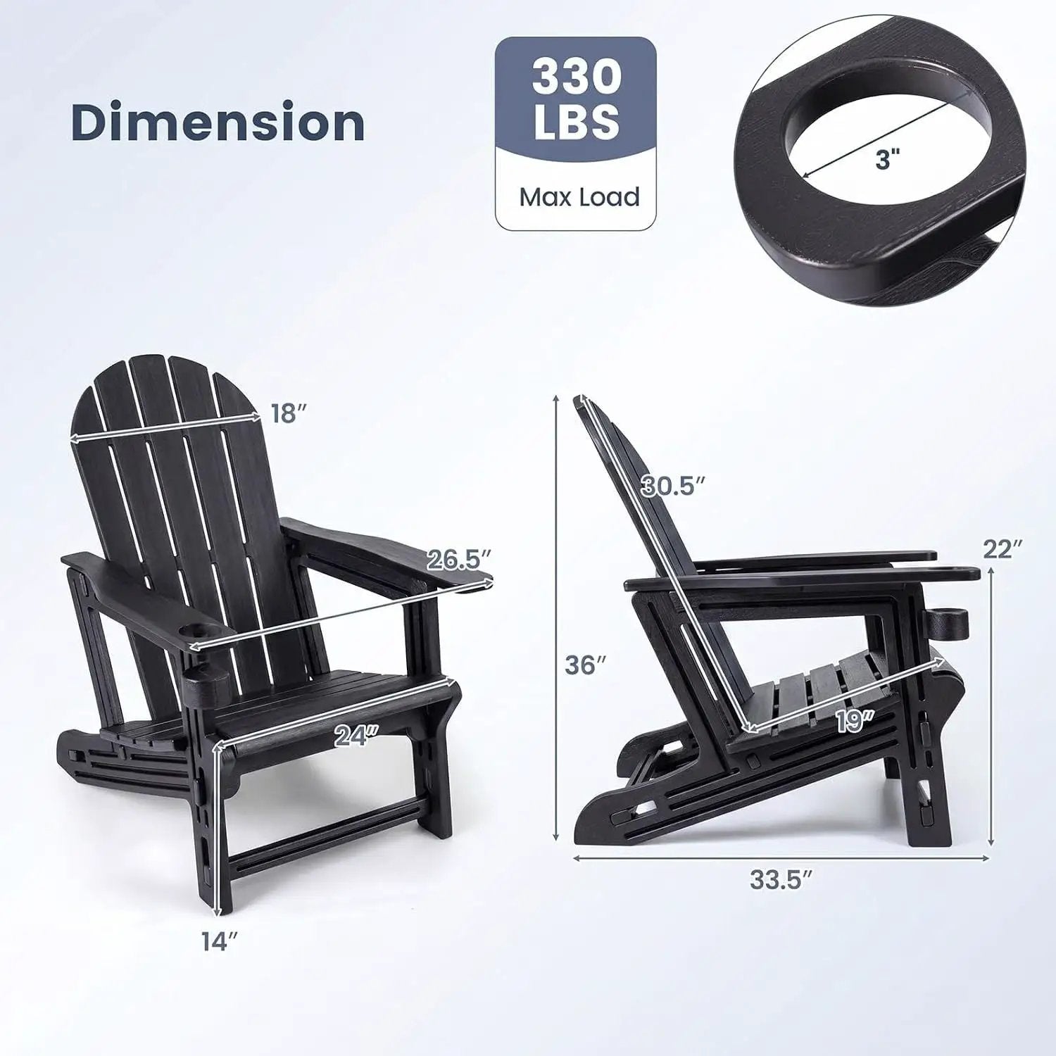 HDPE Adirondack Chairs Set of 2 with Cup Holders by DirectDeals