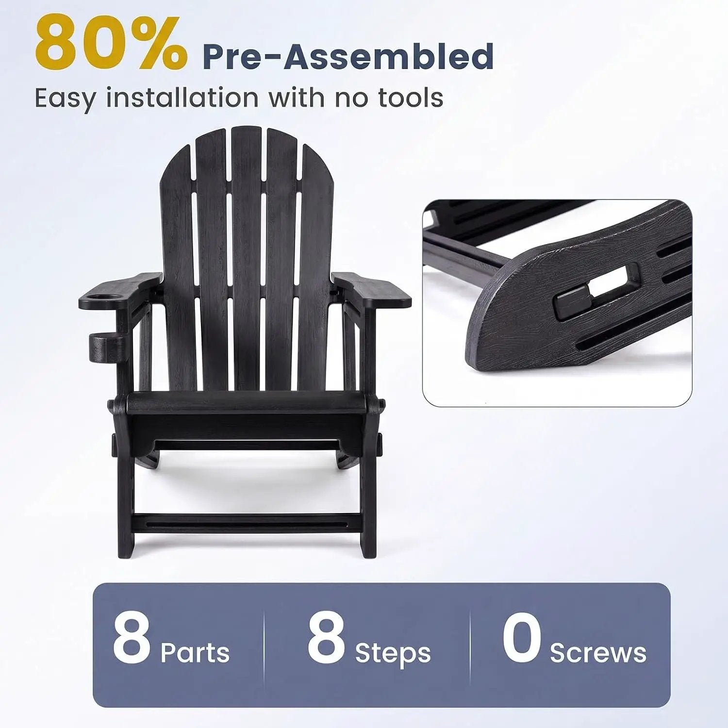 HDPE Adirondack Chairs Set of 2 with Cup Holders by DirectDeals