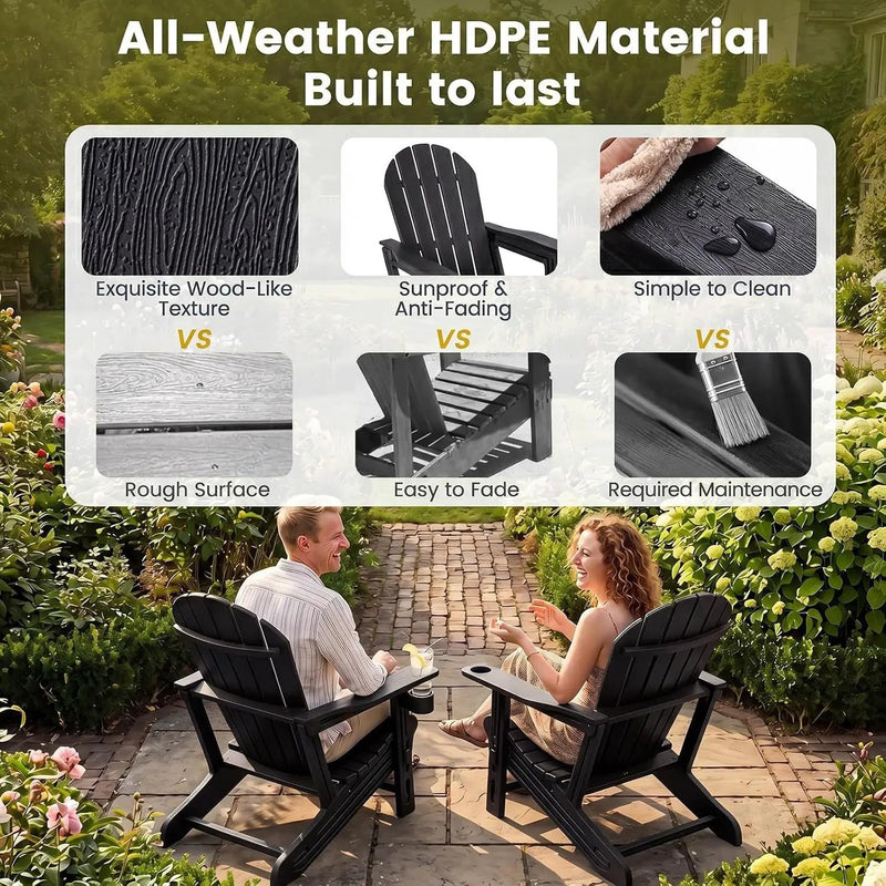 HDPE Adirondack Chairs Set of 2 with Cup Holders by DirectDeals
