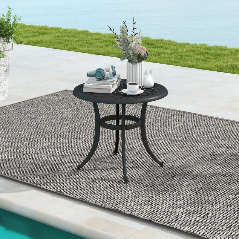 Aluminum Patio Side Tables Set of 2 with Adjustable Feet by DirectDeals