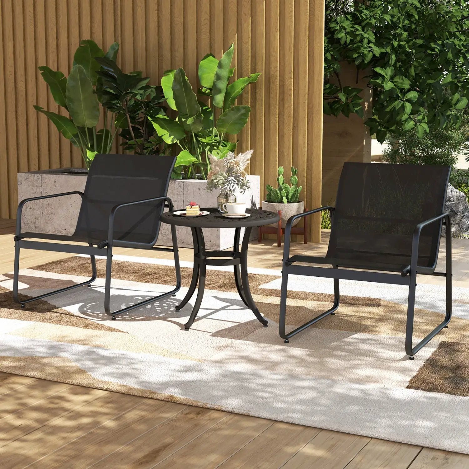 Aluminum Patio Side Tables Set of 2 with Adjustable Feet by DirectDeals