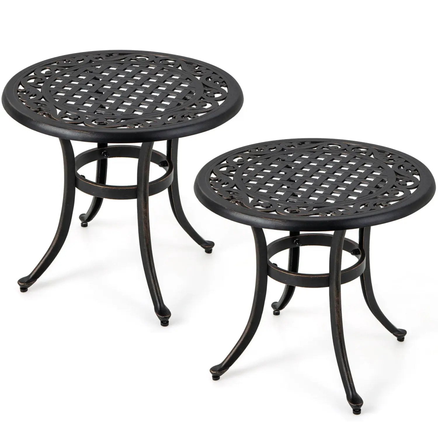 Aluminum Patio Side Tables Set of 2 with Adjustable Feet by DirectDeals