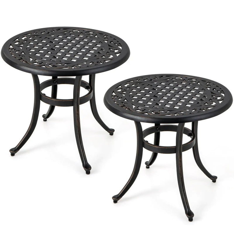 Aluminum Patio Side Tables Set of 2 with Adjustable Feet by DirectDeals