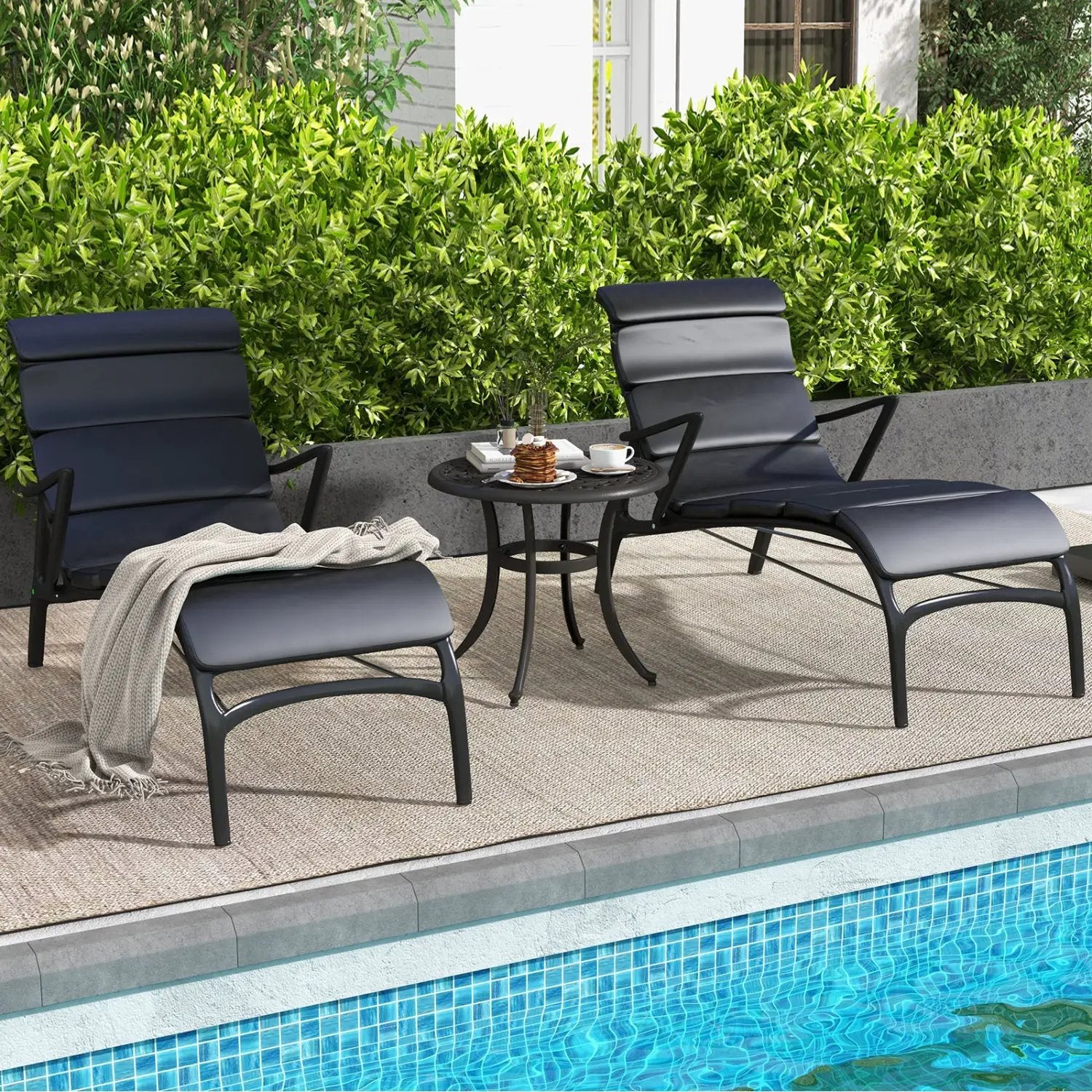 Aluminum Patio Side Tables Set of 2 with Adjustable Feet by DirectDeals