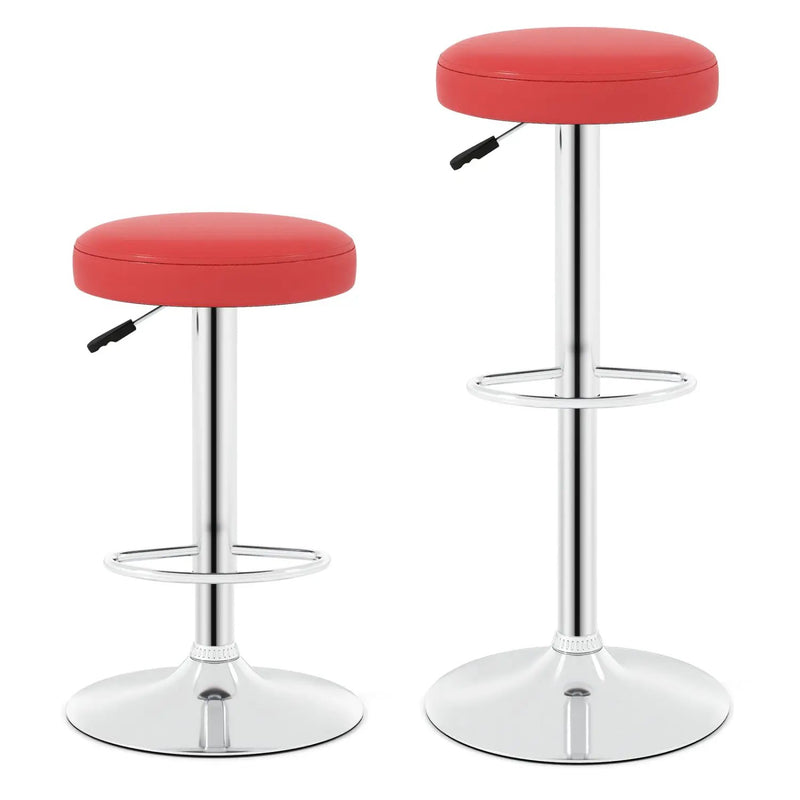 Height Adjustable Swivel Bar Stool Set of 2 - Red by DirectDeals