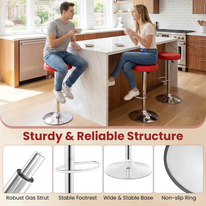Height Adjustable Swivel Bar Stool Set of 2 - Red by DirectDeals