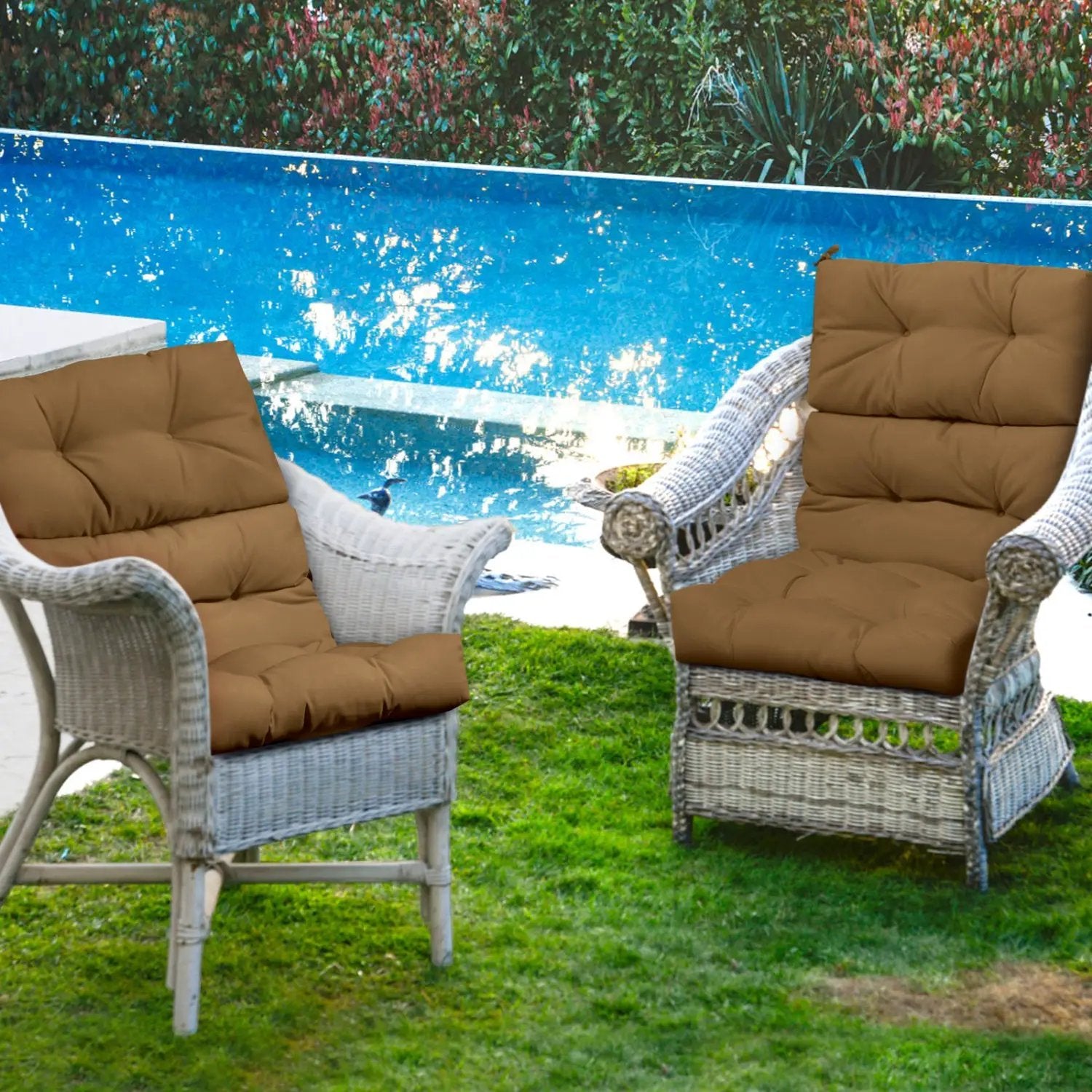 High Back Chair Cushion Set with Adjustable Height (2-Pack) by DirectDeals