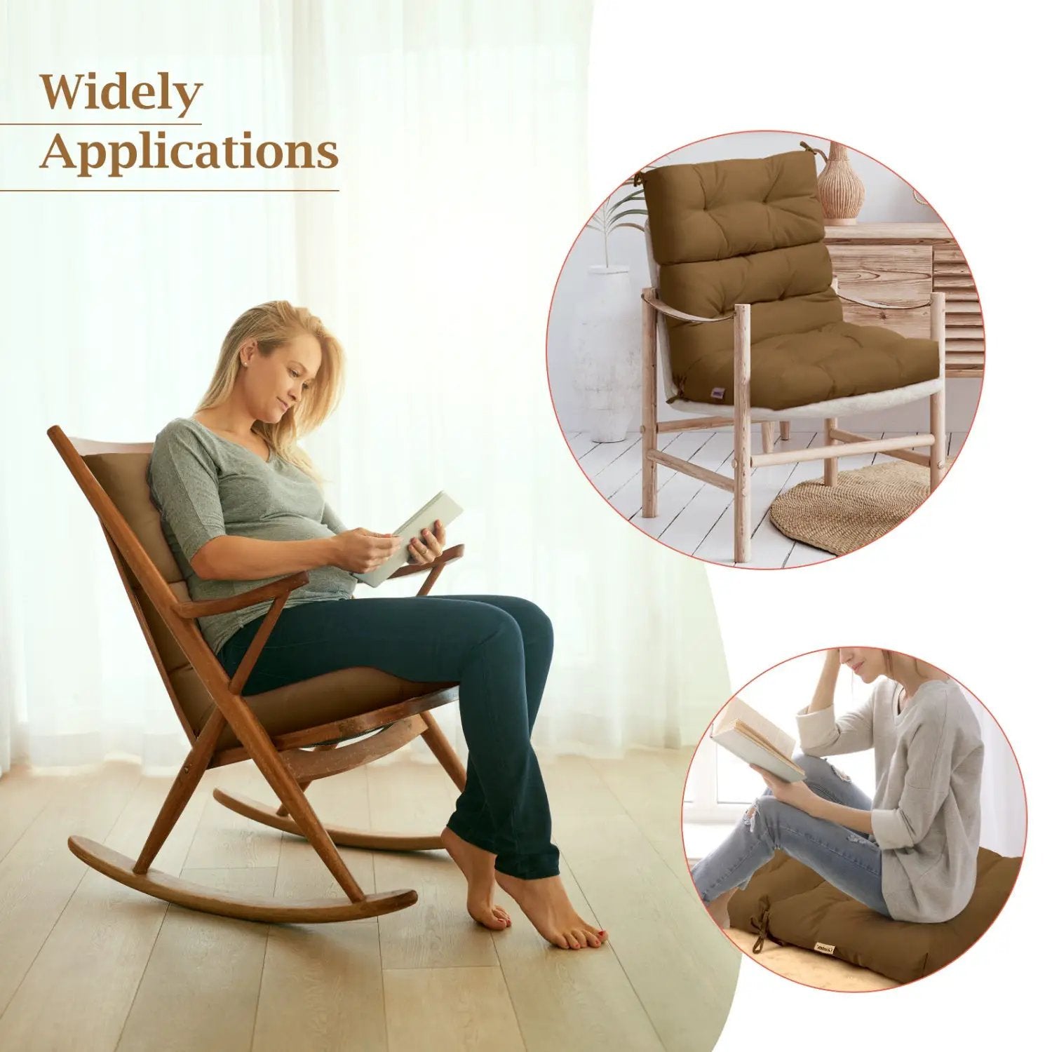High Back Chair Cushion Set with Adjustable Height (2-Pack) by DirectDeals