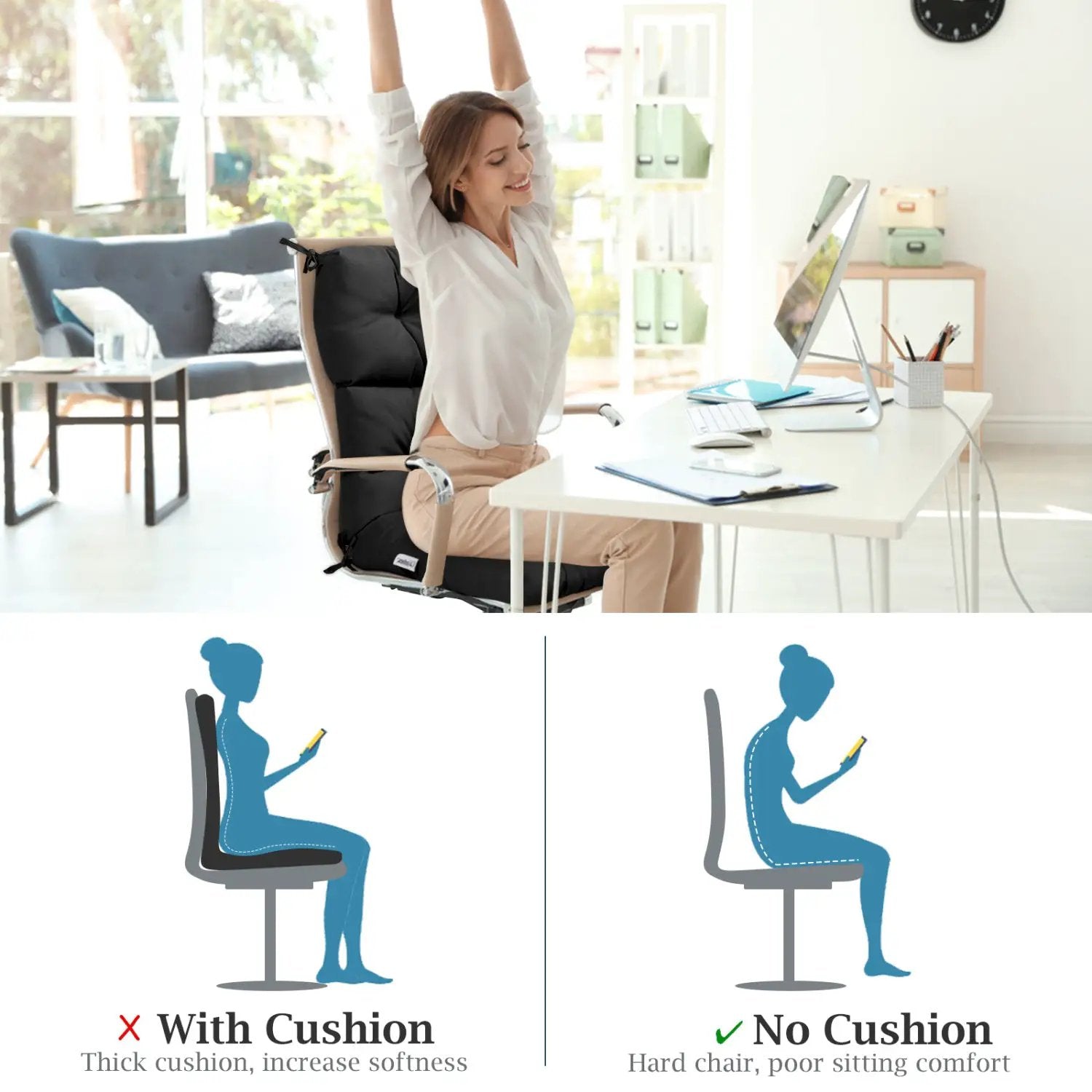 High Back Chair Cushion Set with Adjustable Height (2-Pack) by DirectDeals