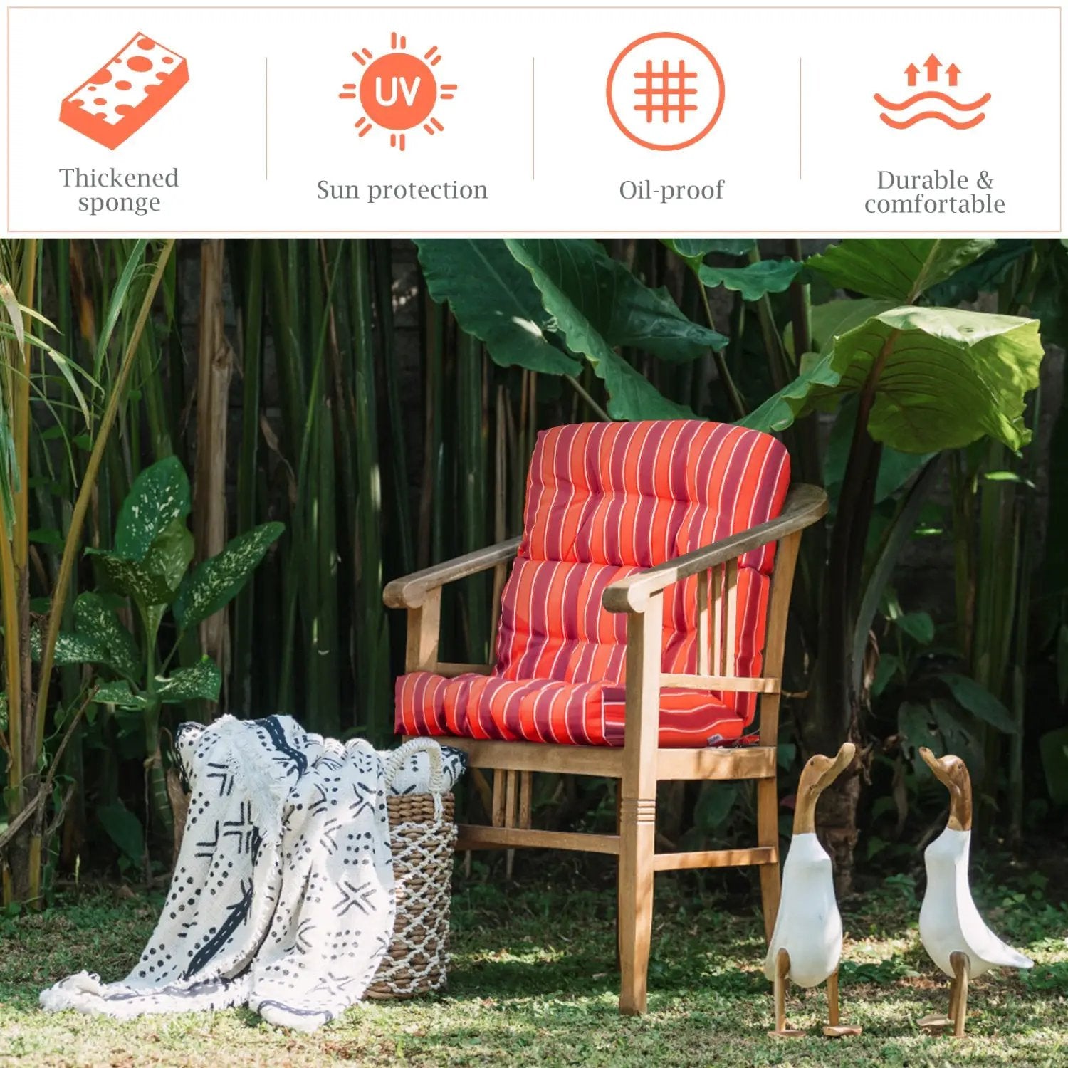 High Back Chair Cushion Set with Adjustable Height (2-Pack) by DirectDeals