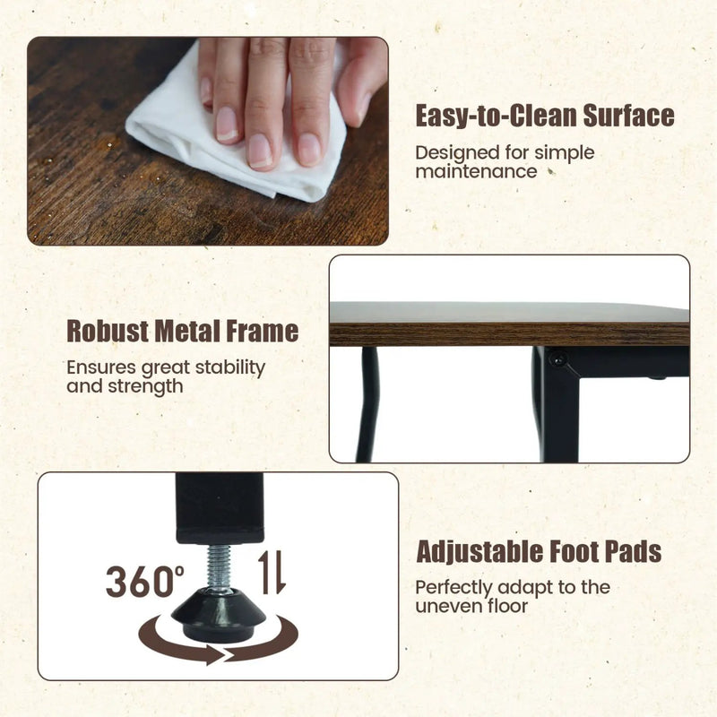 Industrial Side Table with Charging Station & 3-Tier Shelves by DirectDeals