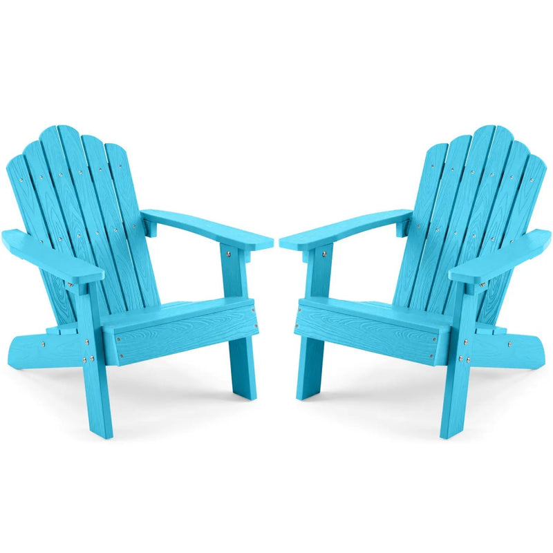 Set of 2 Kids Adirondack Chairs All-weather Outdoor Chairs for Children with Tilted High Backrest by DirectDeals