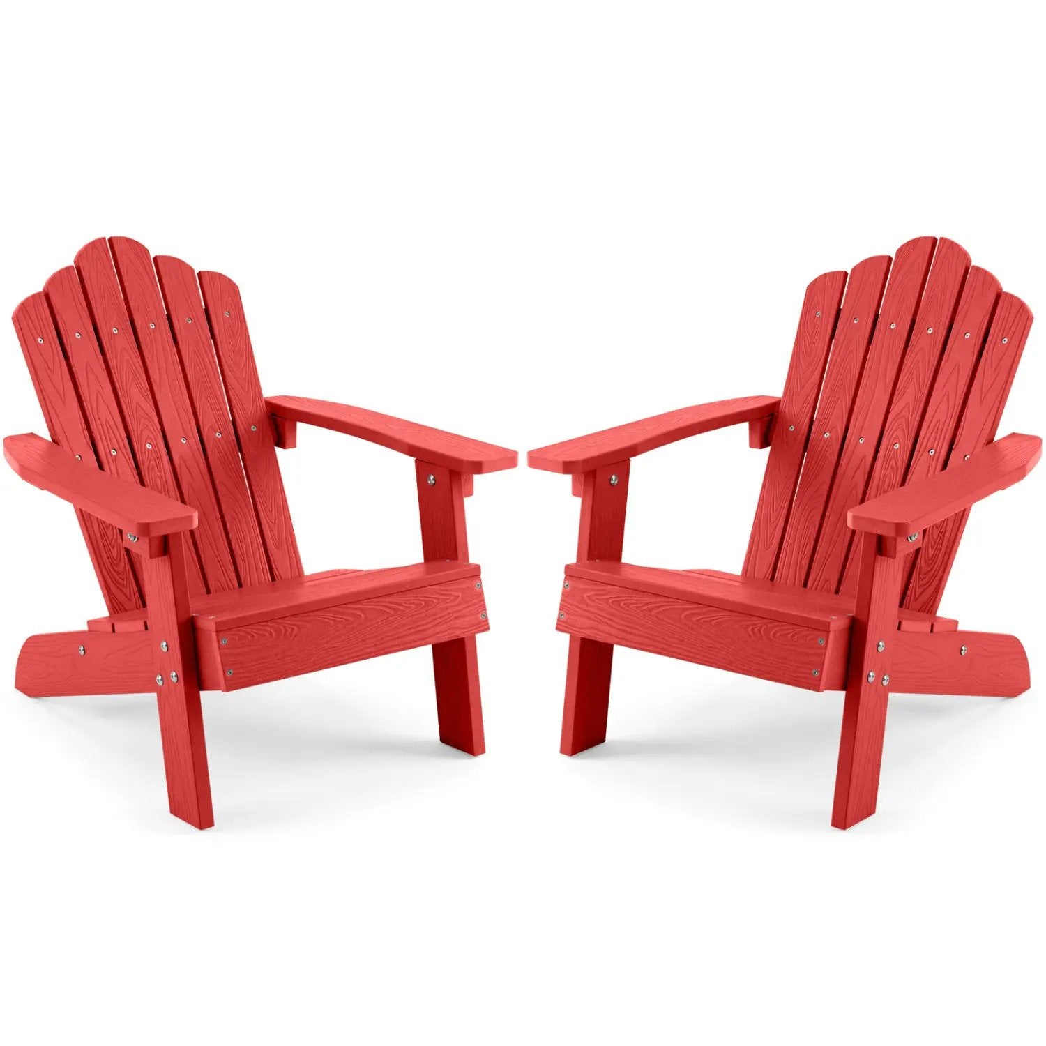 Set of 2 Kids Adirondack Chairs All-weather Outdoor Chairs for Children with Tilted High Backrest by DirectDeals