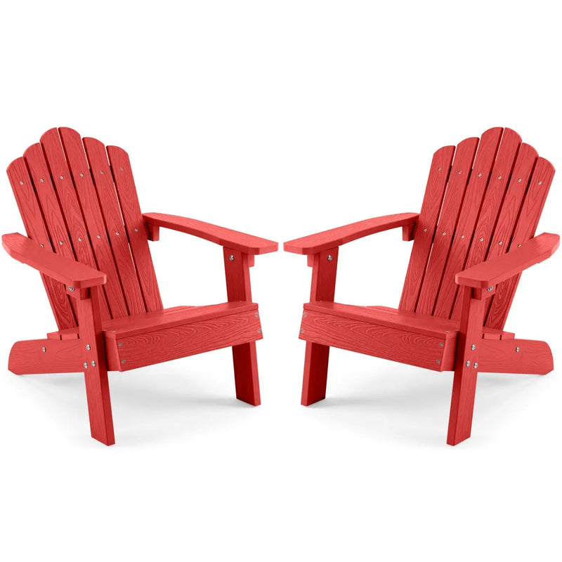 Set of 2 Kids Adirondack Chairs All-weather Outdoor Chairs for Children with Tilted High Backrest by DirectDeals