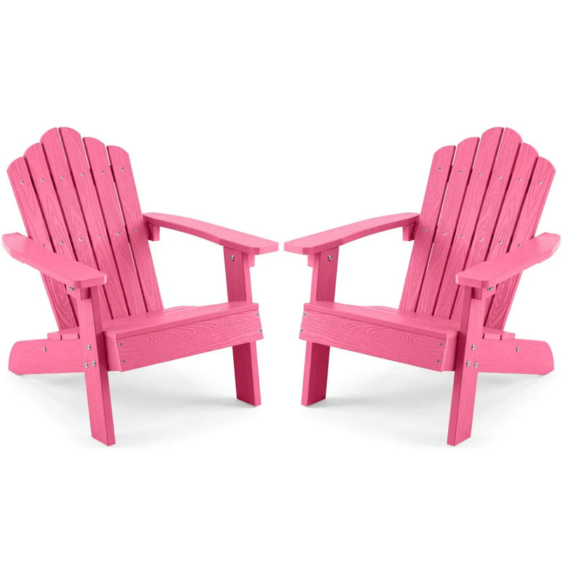 Set of 2 Kids Adirondack Chairs All-weather Outdoor Chairs for Children with Tilted High Backrest by DirectDeals