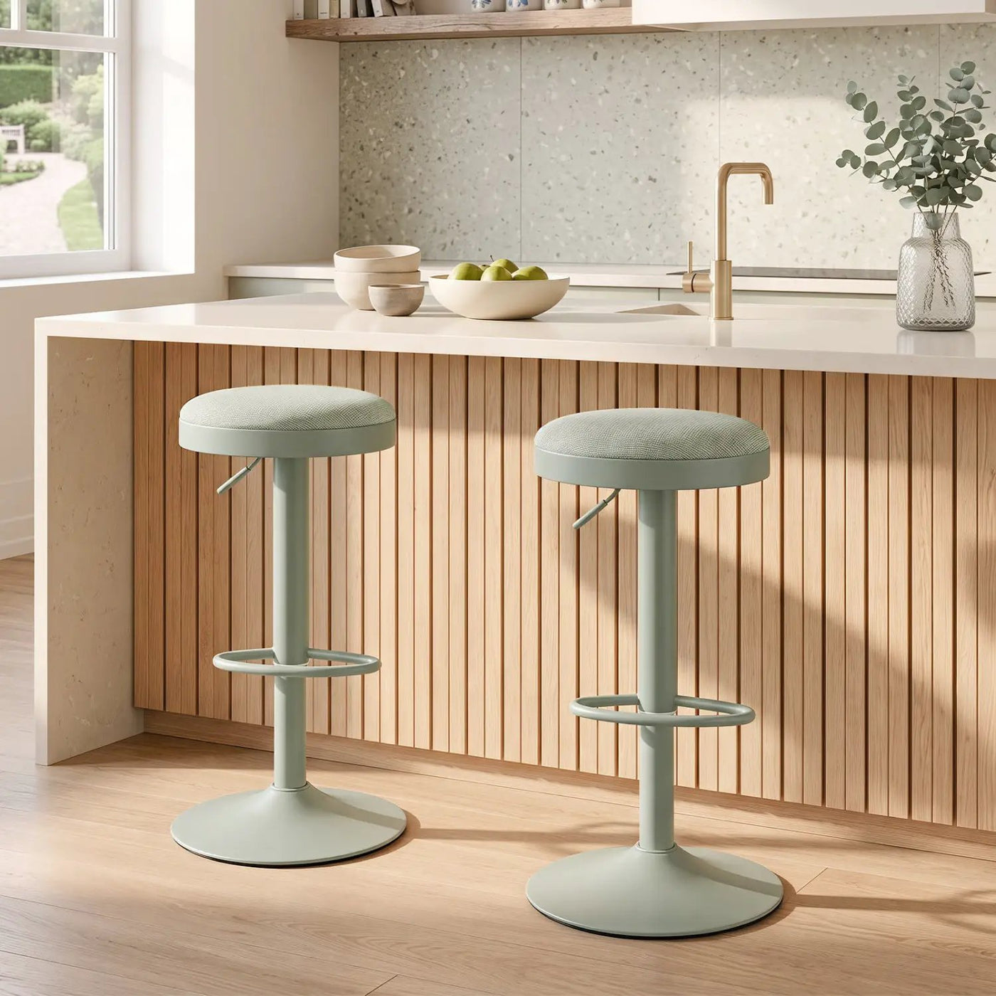 Adjustable Bar Stools Set of 2 with Padded Seat by DirectDeals