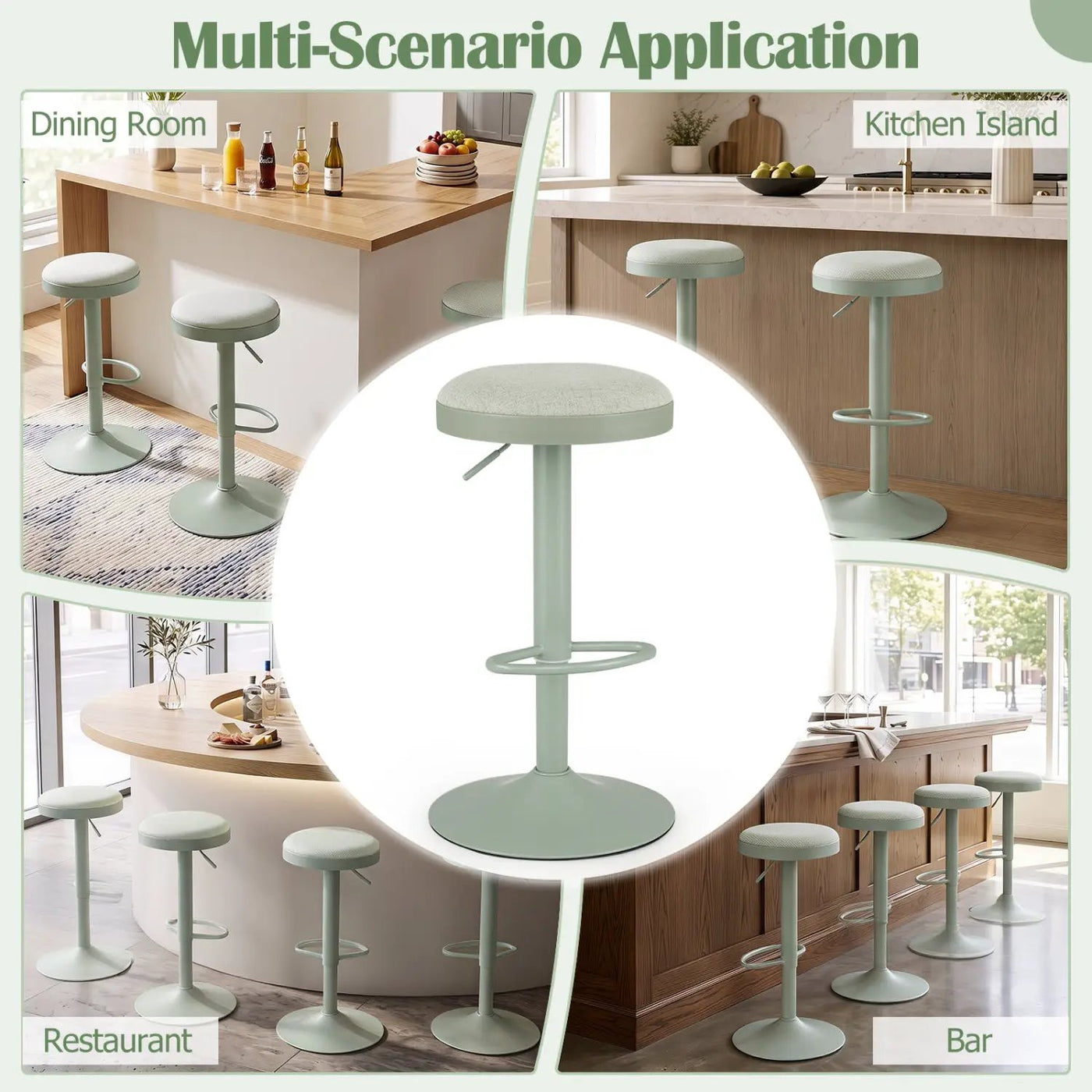 Adjustable Bar Stools Set of 2 with Padded Seat by DirectDeals