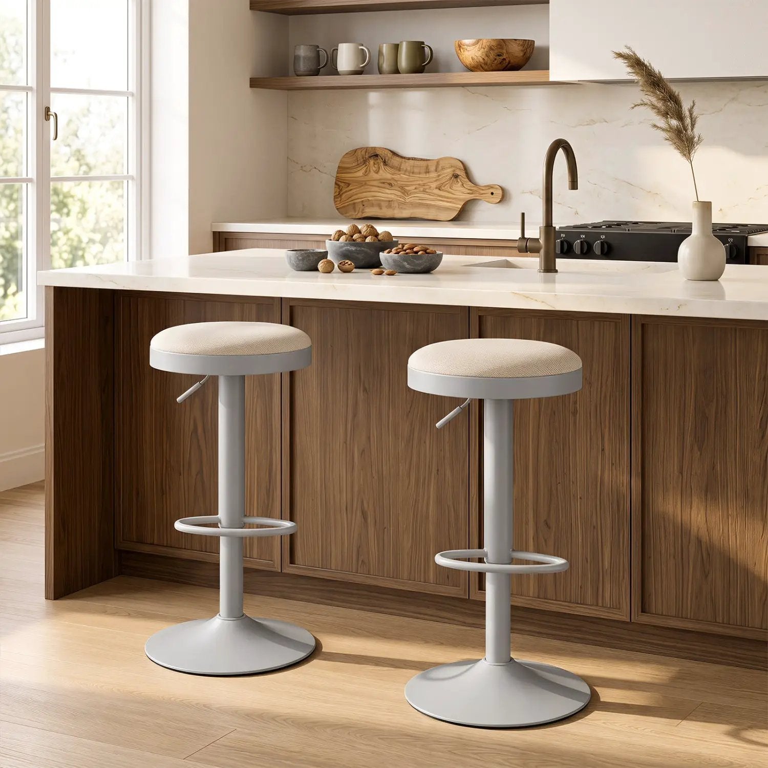 Adjustable Bar Stools Set of 2 with Padded Seat by DirectDeals