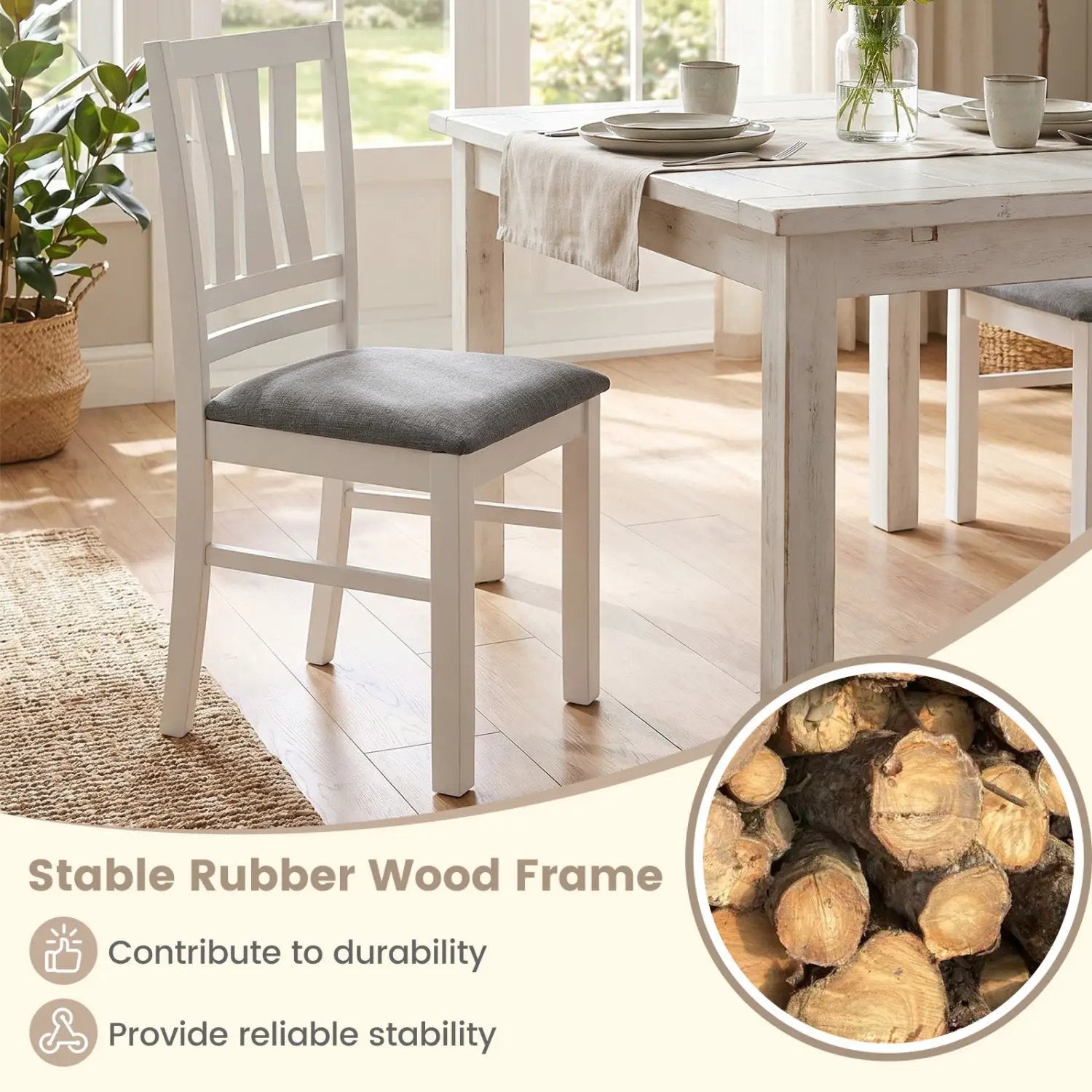 Upholstered Dining Chairs Set of 2 with Wood Frame by DirectDeals
