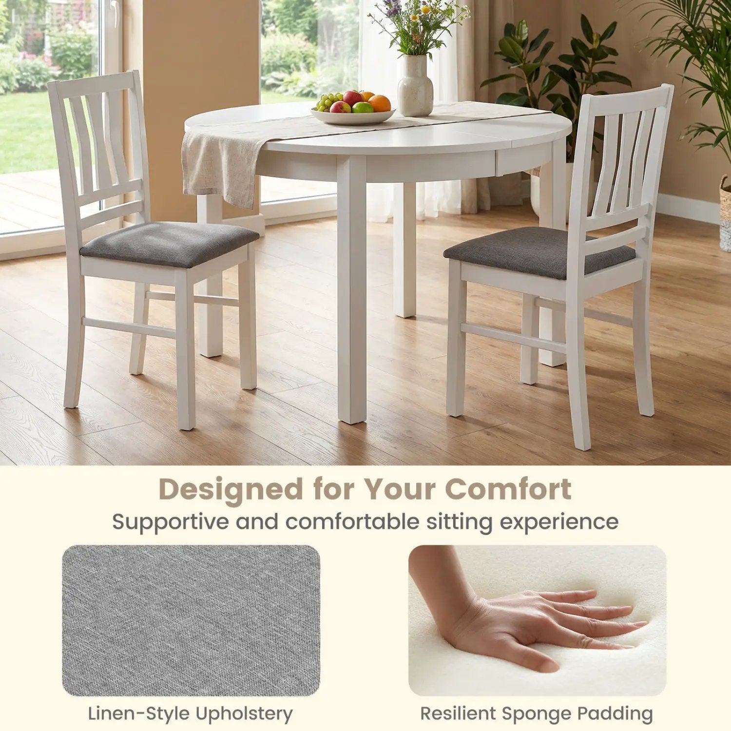 Upholstered Dining Chairs Set of 2 with Wood Frame by DirectDeals
