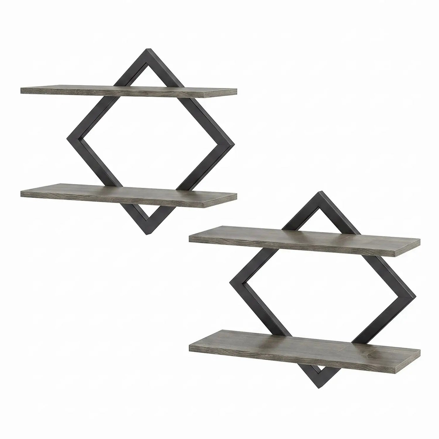 Metal Floating Wall Shelves Set of 2 with Geometric Frame by DirectDeals