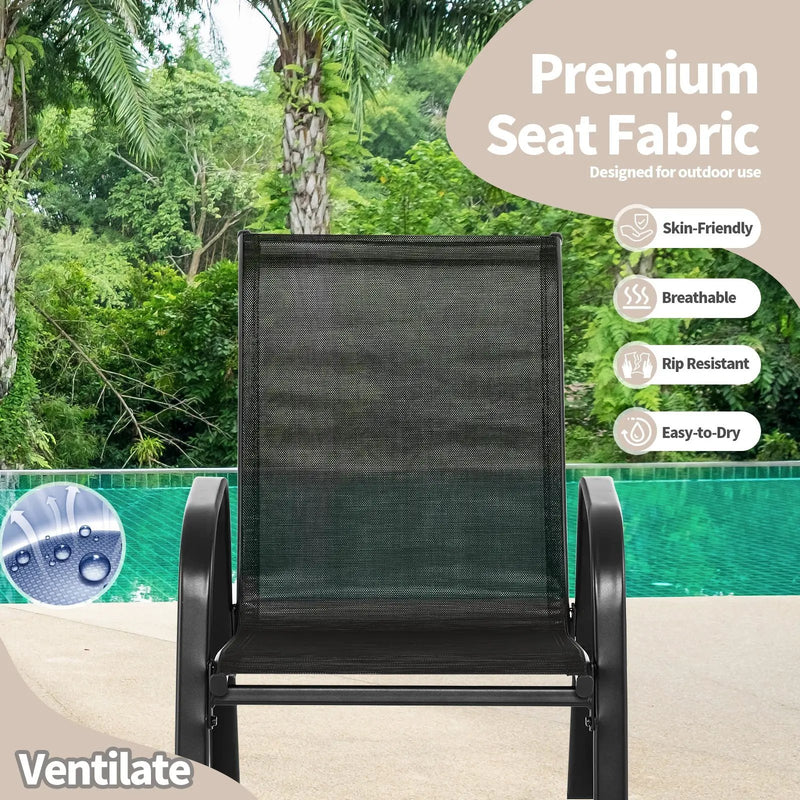 Set of 2 Metal Patio Rocking Chair with Breathable Seat Fabric by DirectDeals