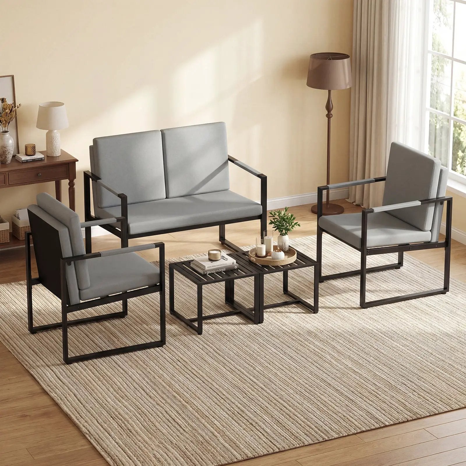 Set of 2 Mid Century Modern Single Sofa Chairs with Cushions by DirectDeals
