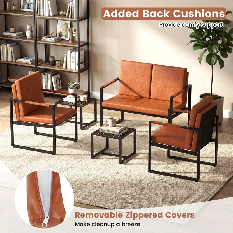 Set of 2 Mid Century Modern Single Sofa Chairs with Cushions by DirectDeals