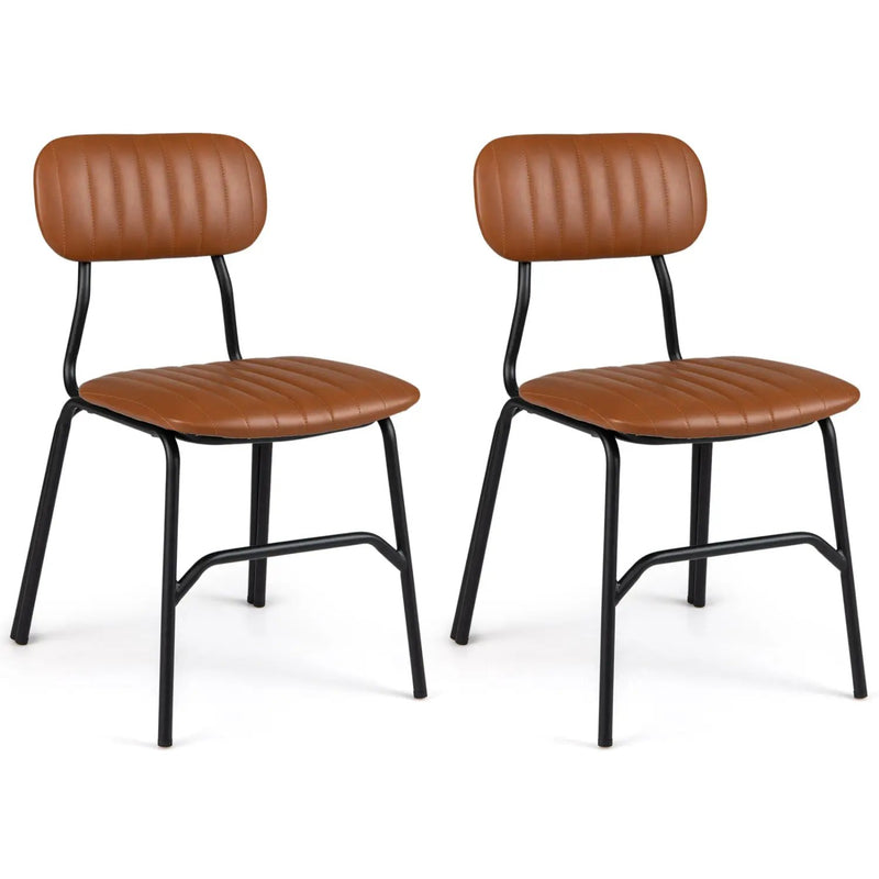 Dining Chairs Set of 2 with Ergonomic Back and Metal Legs by DirectDeals