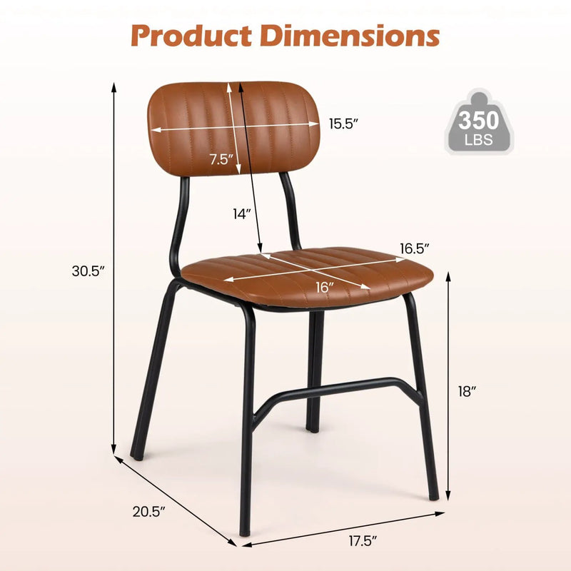 Dining Chairs Set of 2 with Ergonomic Back and Metal Legs by DirectDeals