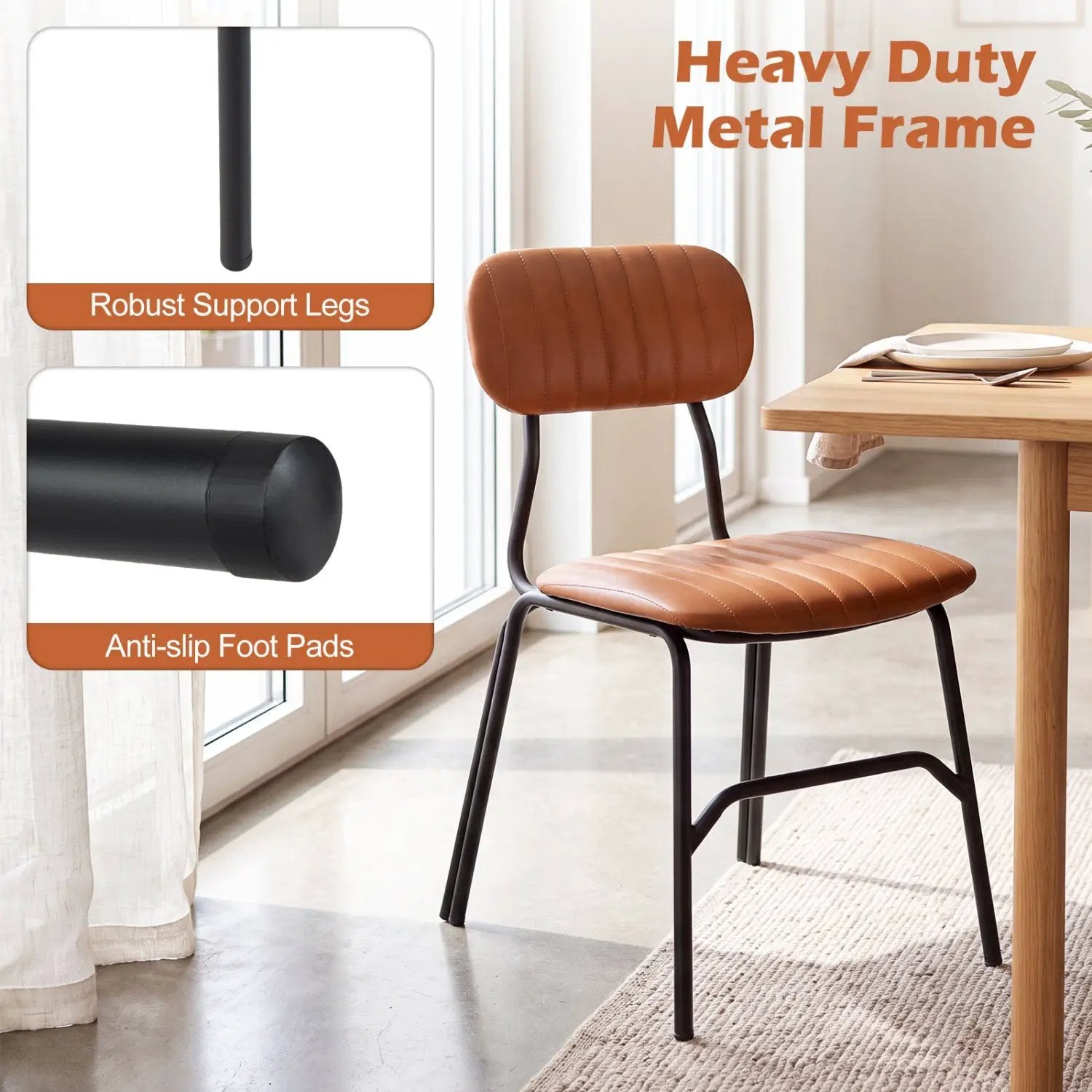 Dining Chairs Set of 2 with Ergonomic Back and Metal Legs by DirectDeals