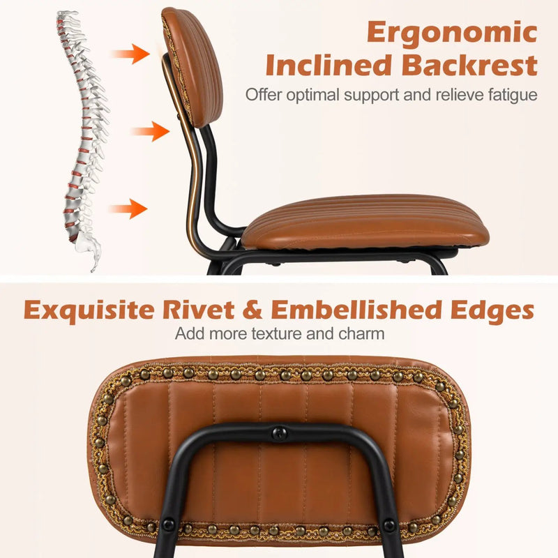 Dining Chairs Set of 2 with Ergonomic Back and Metal Legs by DirectDeals
