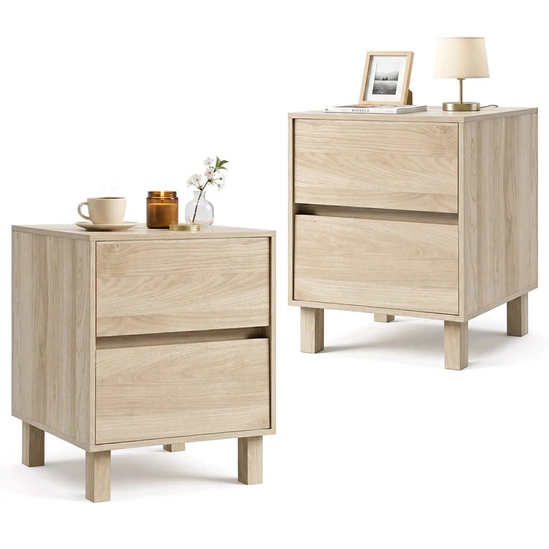 Wooden End Tables Set of 2 with Storage Drawers by DirectDeals