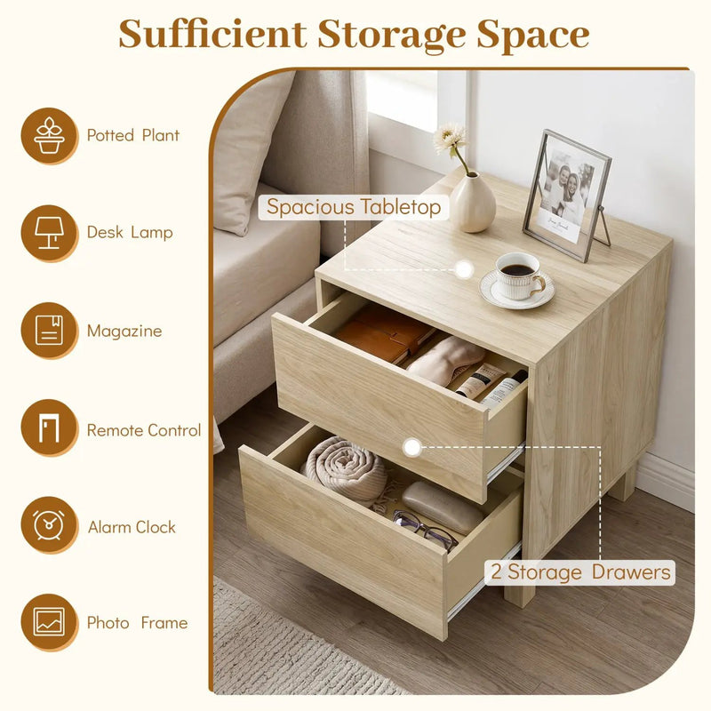 Wooden End Tables Set of 2 with Storage Drawers by DirectDeals