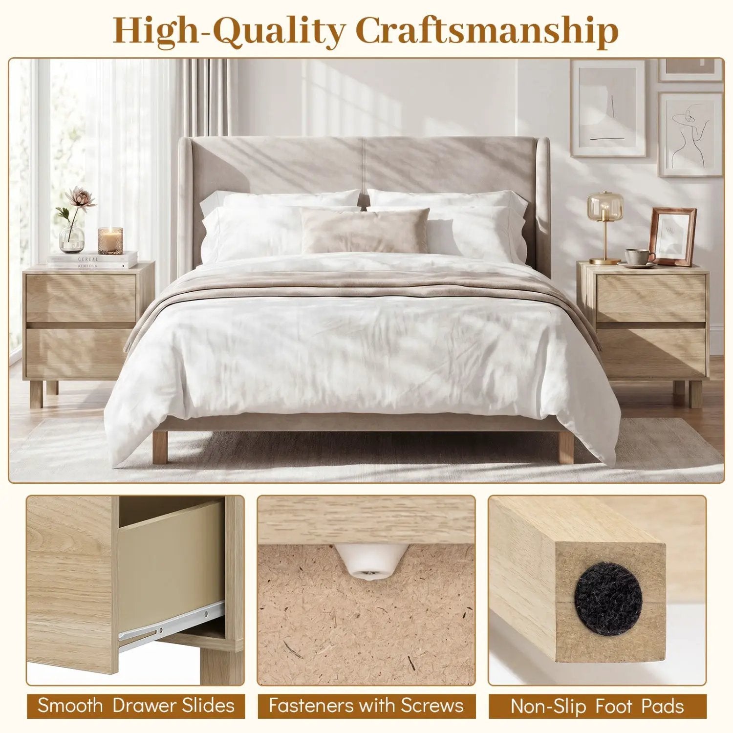 Wooden End Tables Set of 2 with Storage Drawers by DirectDeals