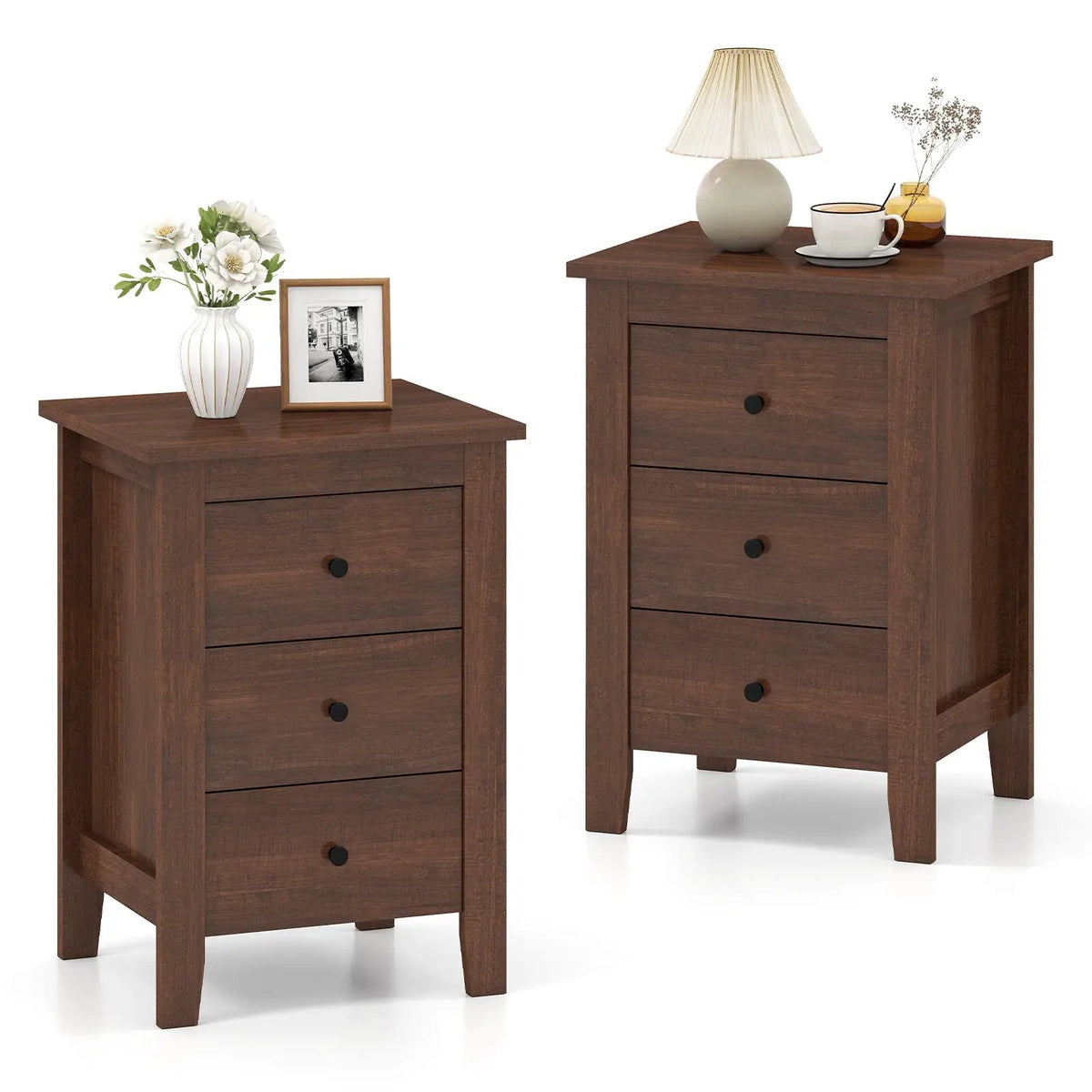 Set of 2 Nightstand End Beside Table Drawers, photo 9 of 10
