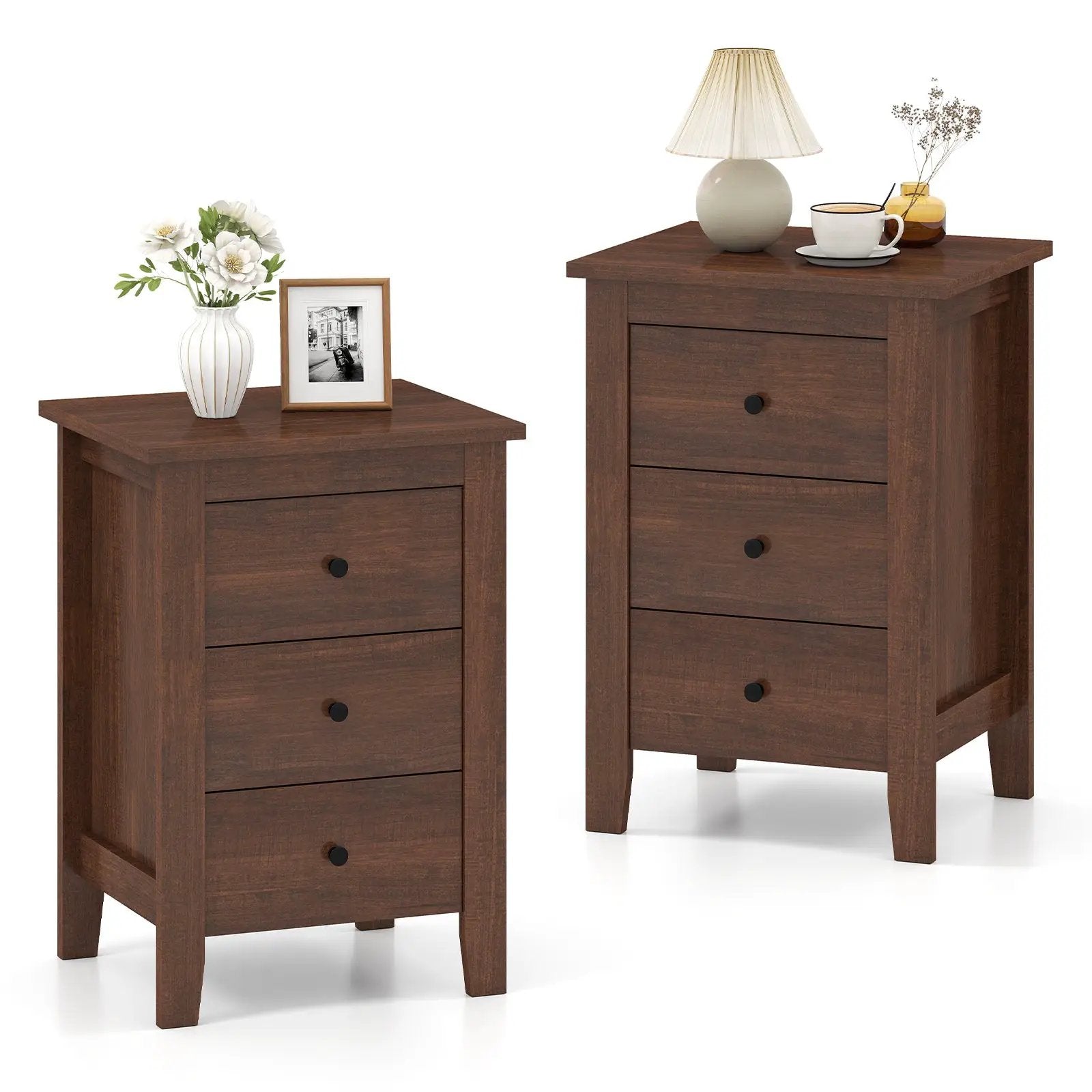 Set of 2 Nightstand End Beside Table Drawers by DirectDeals