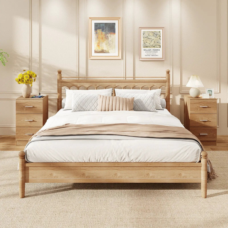 Set of 2 Nightstand with Charging Station End Table with 3 Storage Drawers Bedside Table for Bedroom by DirectDeals