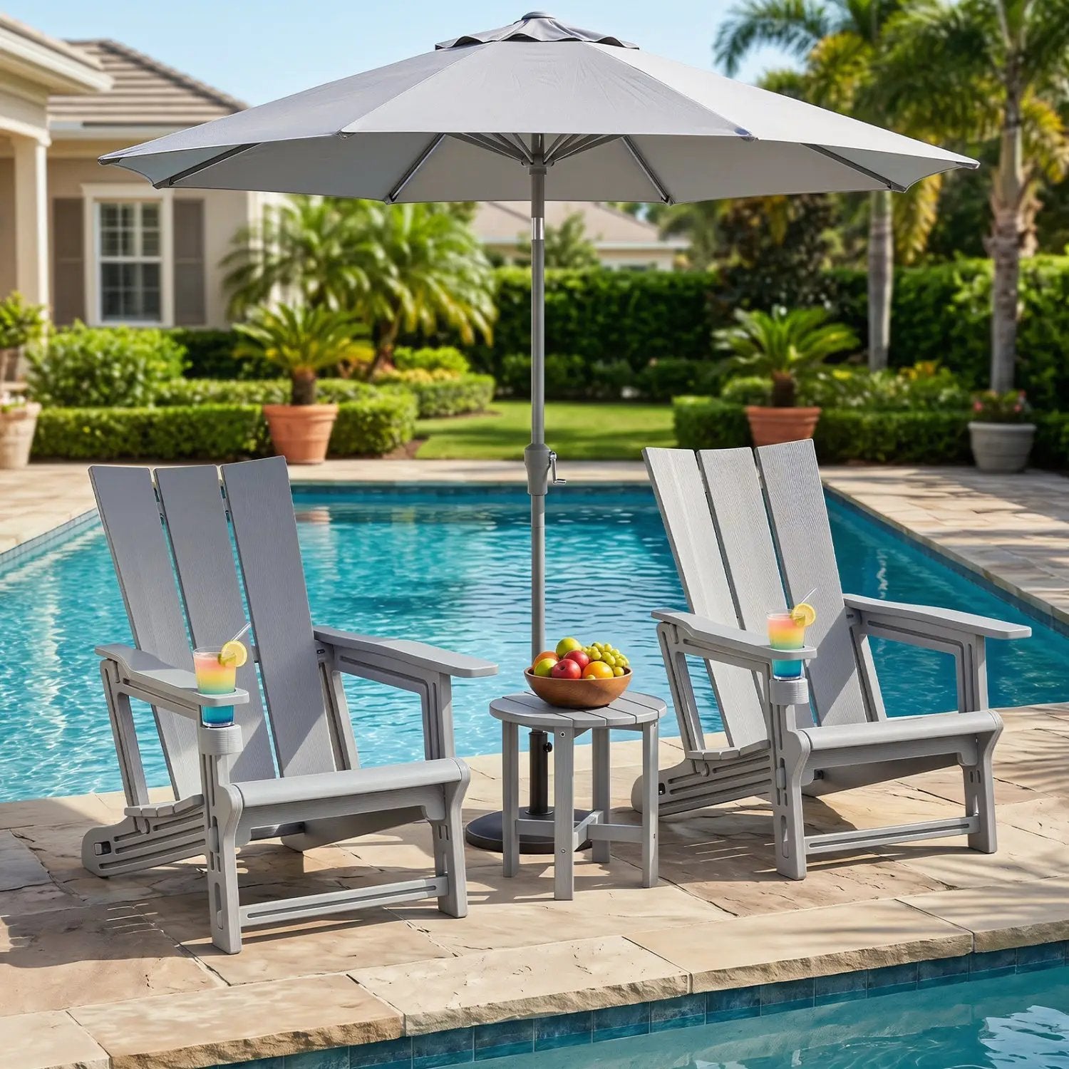 Adirondack Chairs Set of 2 with Cup Holders by DirectDeals