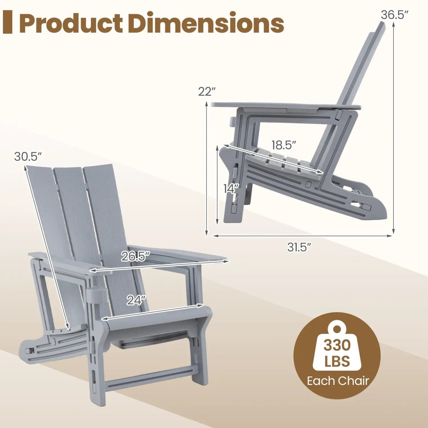 Adirondack Chairs Set of 2 with Cup Holders by DirectDeals