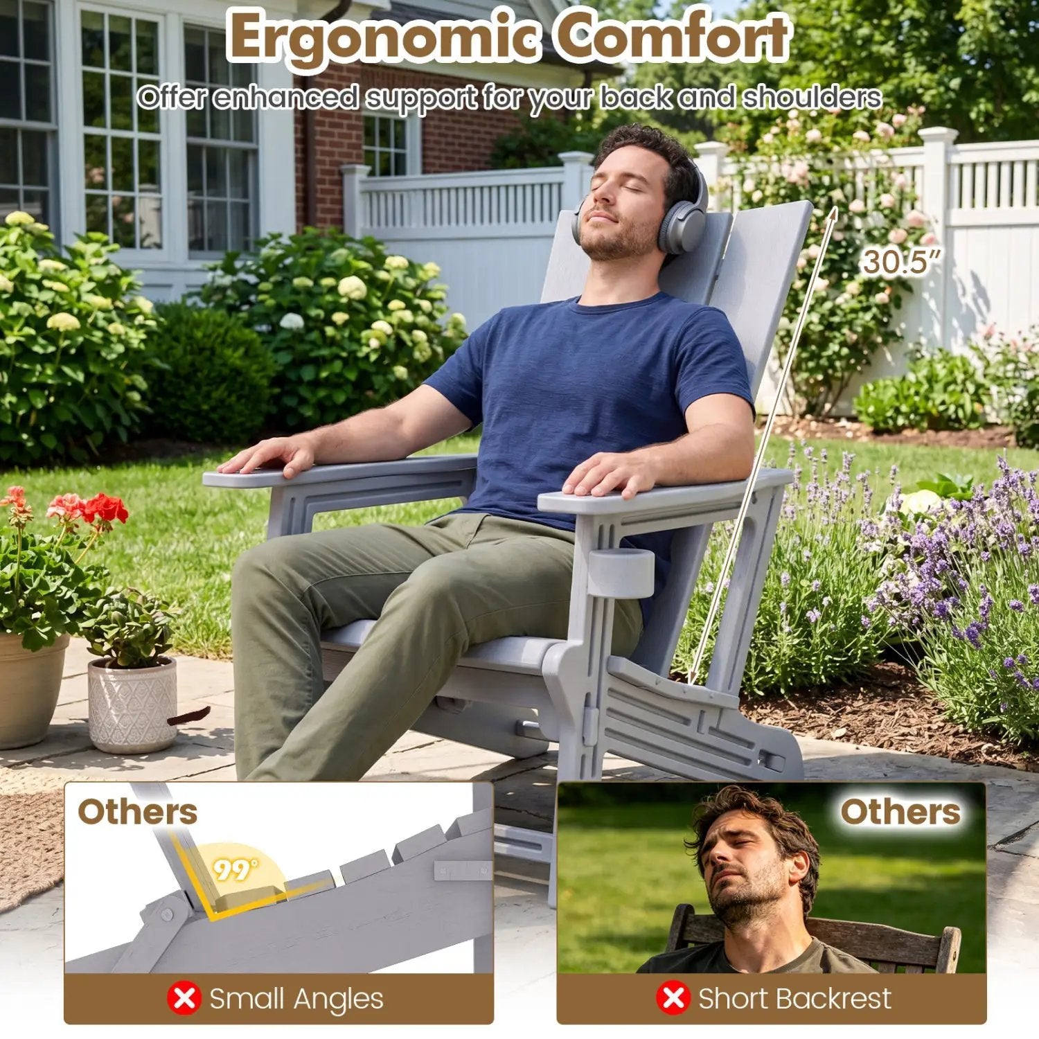 Adirondack Chairs Set of 2 with Cup Holders by DirectDeals