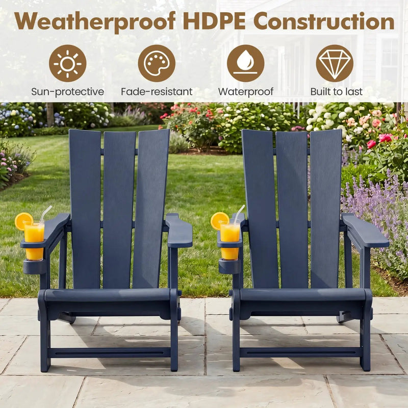 Adirondack Chairs Set of 2 with Cup Holders by DirectDeals