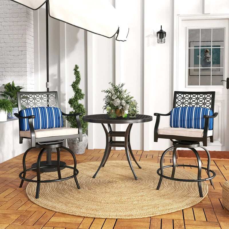 Set of 2 Outdoor Bar Height Chair with Soft Cushions by DirectDeals