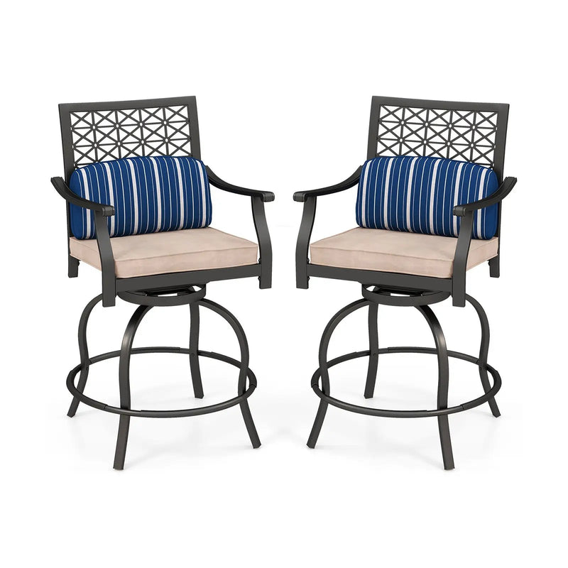 Set of 2 Outdoor Bar Height Chair with Soft Cushions by DirectDeals
