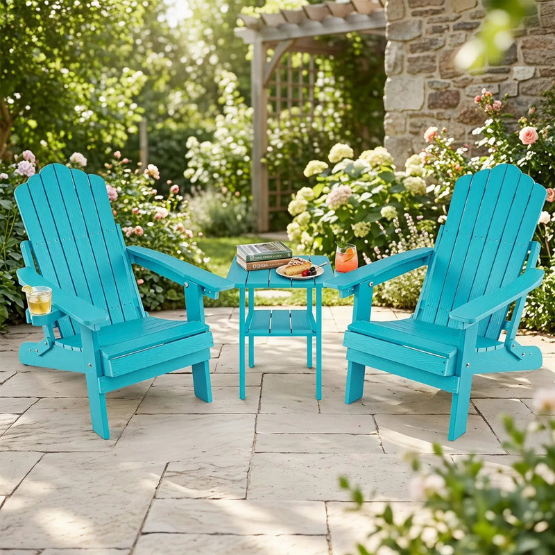 Folding Adirondack Chairs Set of 2 with Adjustable Backrest by DirectDeals