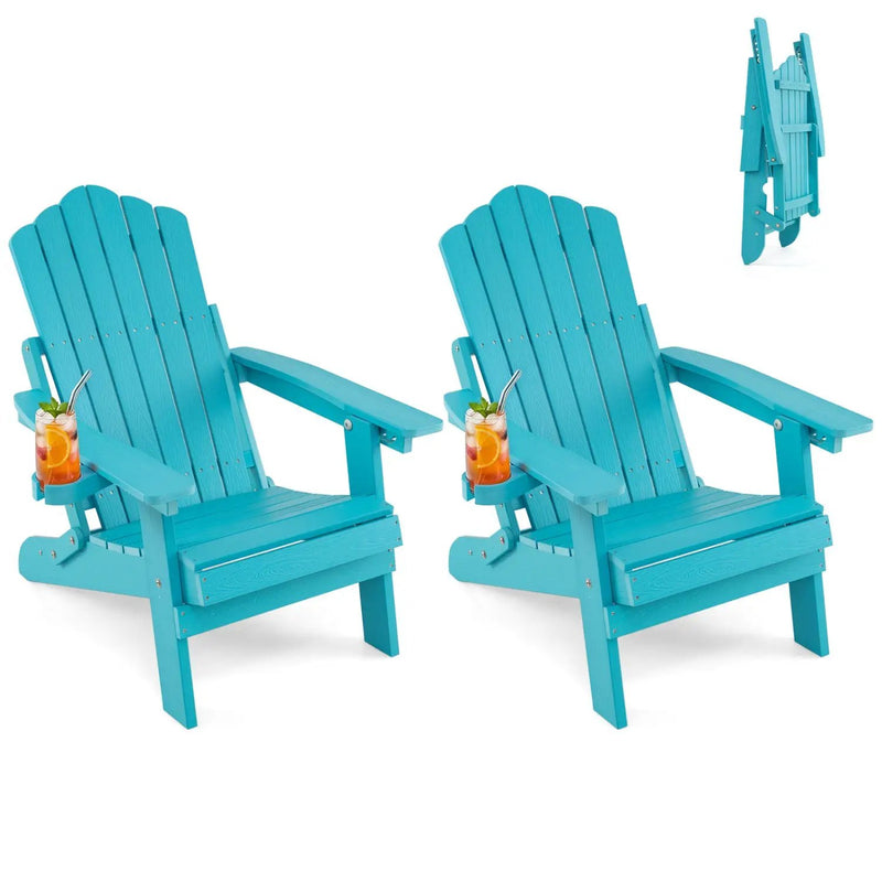 Folding Adirondack Chairs Set of 2 with Adjustable Backrest by DirectDeals