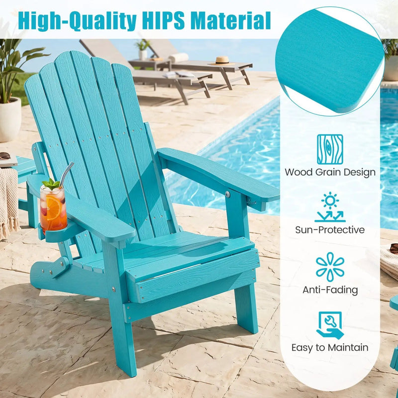 Folding Adirondack Chairs Set of 2 with Adjustable Backrest by DirectDeals