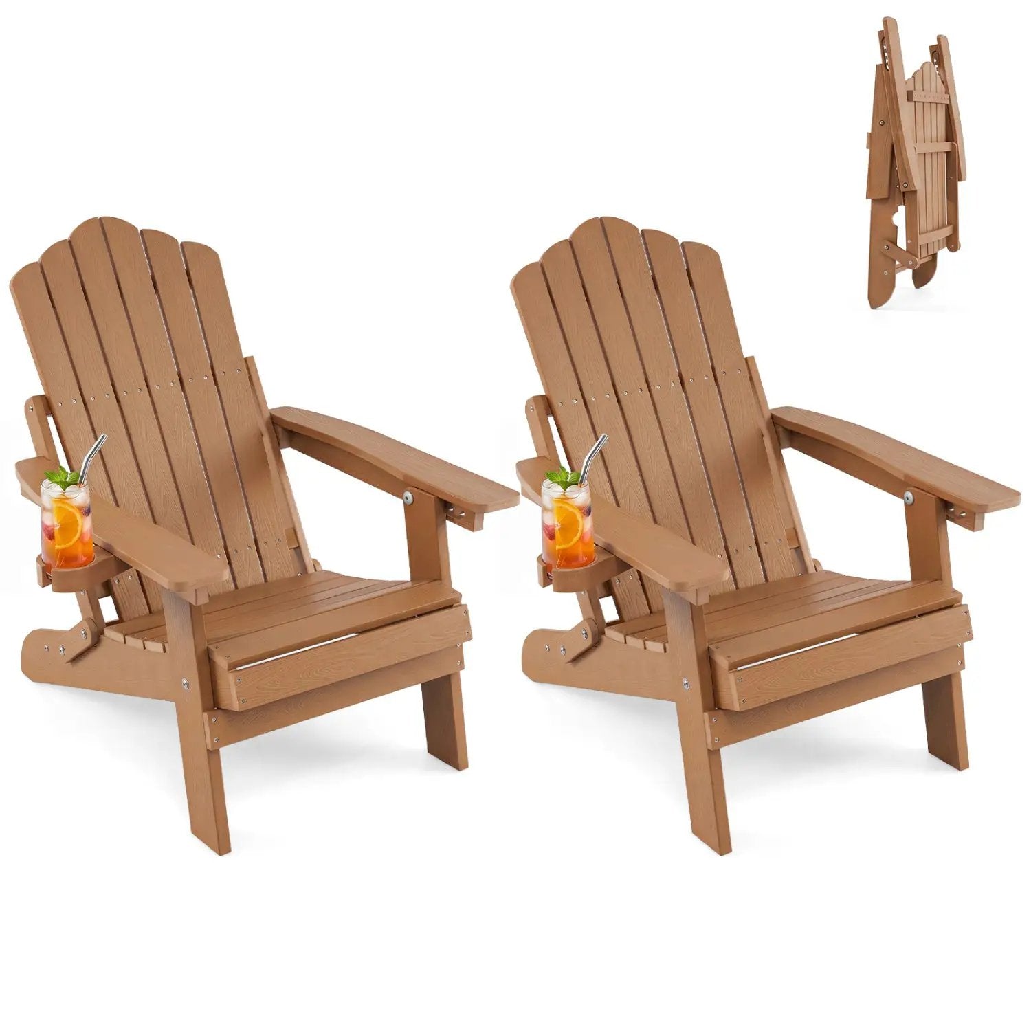 Folding Adirondack Chairs Set of 2 with Adjustable Backrest by DirectDeals