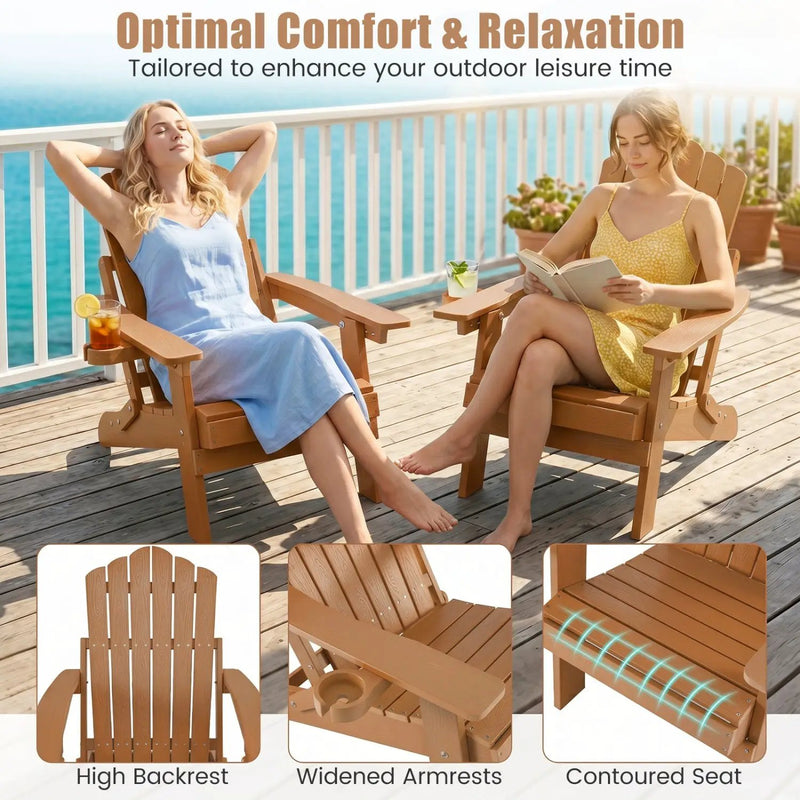Folding Adirondack Chairs Set of 2 with Adjustable Backrest by DirectDeals